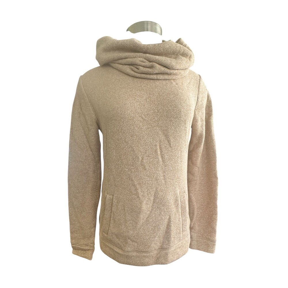 J Crew Wm M Cowl Neck Long Sleeve Kangaroo Pockets Pullover Beige Sweater